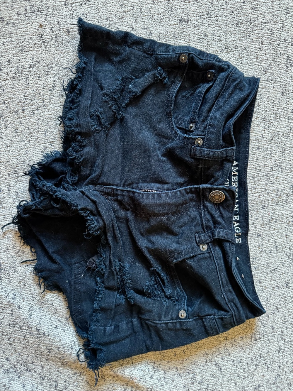 American Eagle Outfitters Black Distressed Denim Jean Shorts